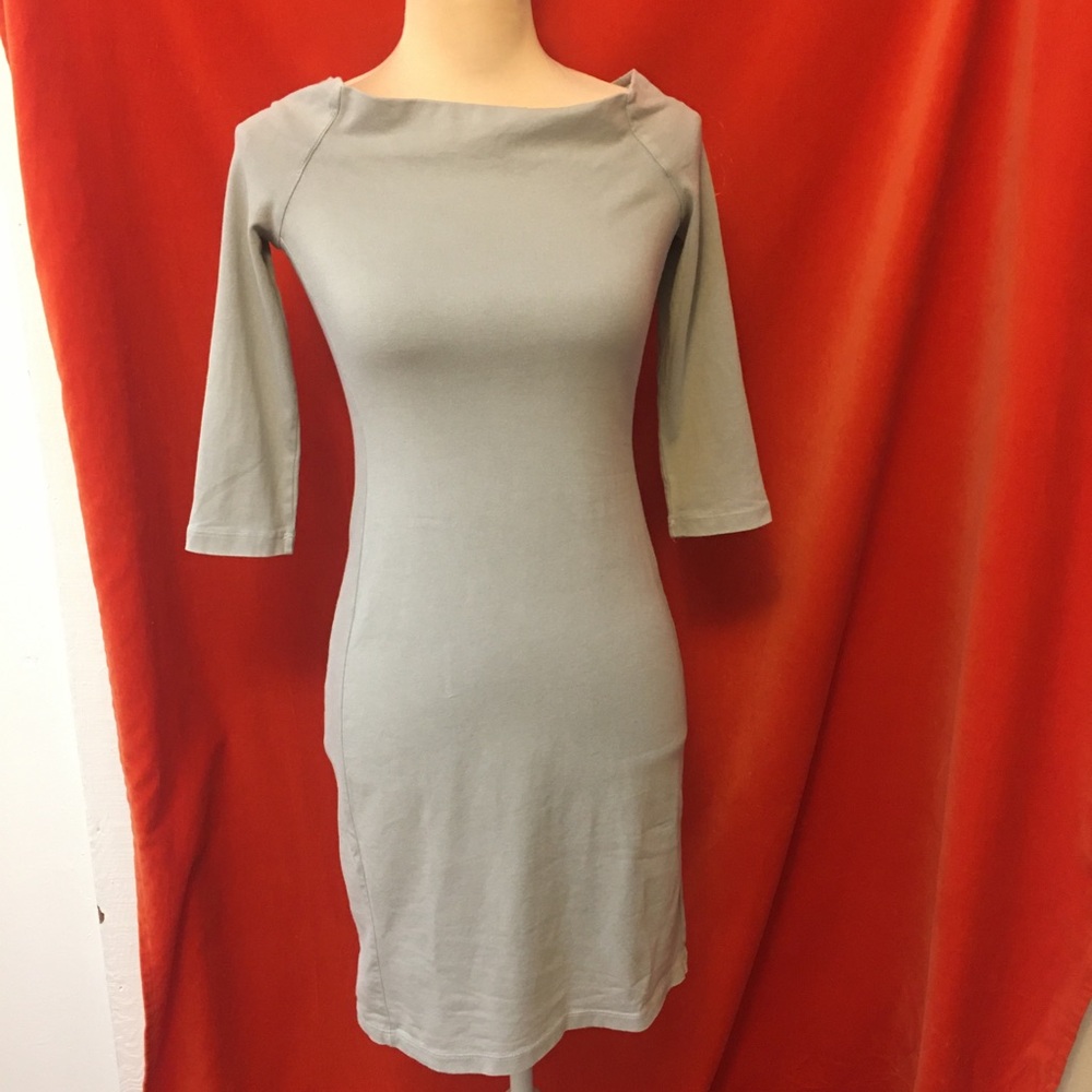 James Perse elbow sleeve boatneck jersey minidress gray size 2